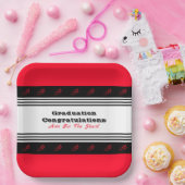 白黒ストライプ方形 ペーパープレート (パーティー)