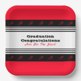 白黒ストライプ方形 ペーパープレート