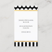 白黒ストライプ水玉模様金ゴールドモノグラム 名刺 (裏面)