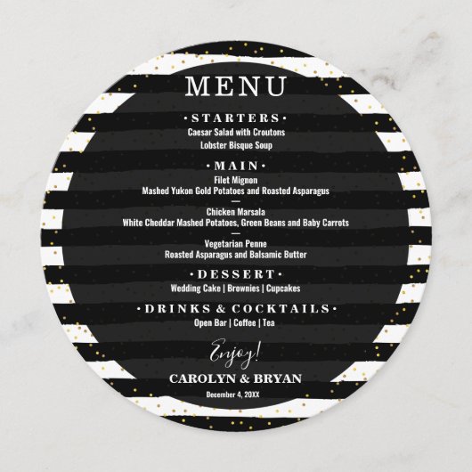 白黒ストライプ結婚の メニュー (正面)