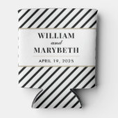 白黒ストライプ結婚の 缶クーラー (正面)