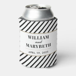 白黒ストライプ結婚の 缶クーラー