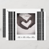 白黒ストライプ結婚式招待状カード ノートカード (正面/裏面)
