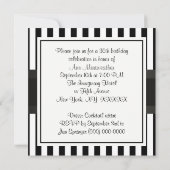 白黒ストライプ誕生日パーティーインクト 招待状 (裏面)