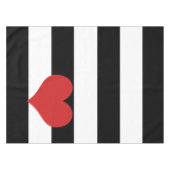 白黒ストライプ赤いハート テーブルクロス (正面(横))