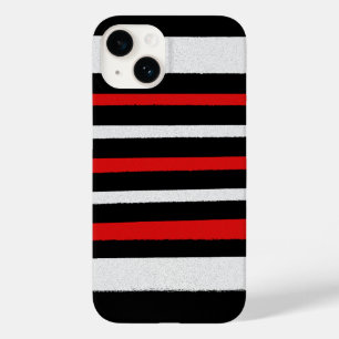 白黒ストライプ赤カッコいいシンプル Case-Mate iPhone 14ケース
