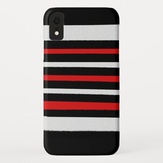 白黒ストライプ赤カッコいいシンプル Case-Mate iPhoneケース (裏面)