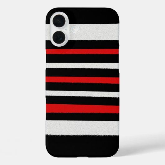 白黒ストライプ赤カッコいいシンプル Case-Mate iPhoneケース (裏面)