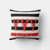 白黒ストライプ赤ロブスター クッション (裏面)