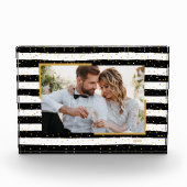 白黒ストライプ金ゴールドドットカスタムフォトブロック フォトブロック (正面)