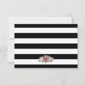 白黒ストライプ金ゴールドピンク赤面フローラ結婚ズ 出欠カード (裏面)