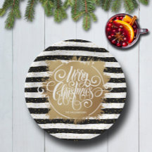 白黒ストライプ金ゴールドホイルフェイククリスマス