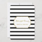 白黒ストライプ金ゴールドリハーサルディナーパーティー 招待状 (正面)