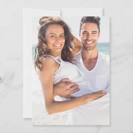 白黒ストライプ金ゴールド写結婚真 招待状 (裏面)