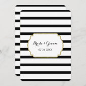 白黒ストライプ金ゴールド結婚式招待状 招待状 (正面/裏面)