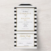 白黒ストライプ金ゴールド結婚 オールインワン招待状 (内側)