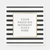 白黒ストライプ金ゴールド結婚 スタンダードランチョンナプキン (正面)