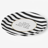 白黒ストライプ金ゴールド結婚 ペーパープレート (アングル)