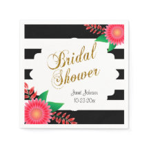 白黒ストライプ金ゴールド | ピンクブライダルシャワー