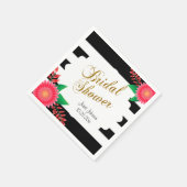 白黒ストライプ金ゴールド | ピンクブライダルシャワー スタンダードカクテルナプキン (角)