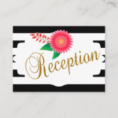 白黒ストライプ金ゴールド | ピンク披露宴 エンクロージャーカード (裏面)