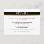 白黒ストライプ金ゴールド、ピンク結婚色の挿入カード エンクロージャーカード (正面)