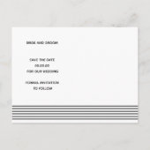 白黒ストライプ |イニシャル写真の日付の保存 ポストカード (裏面)