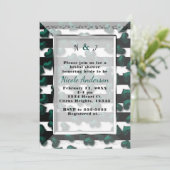 白黒ストライプ&エメラルドハートブライダルシャワー 招待状 (スタンド正面)