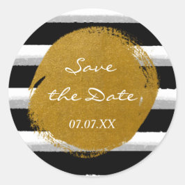 白黒ストライプ&ゴールドフォイル水の色シール ラウンドシール