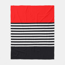 白黒ストライプ フリースブランケット