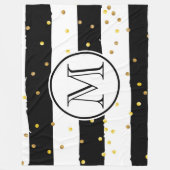 白黒ストライプ フリースブランケット (正面)