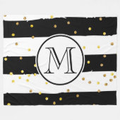 白黒ストライプ フリースブランケット (正面(横))