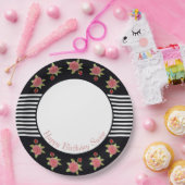 白黒ストライプ ペーパープレート (パーティー)