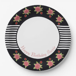 白黒ストライプ ペーパープレート