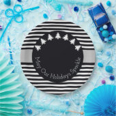 白黒ストライプ ペーパープレート (パーティー)