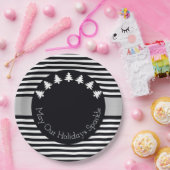 白黒ストライプ ペーパープレート (パーティー)