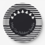 白黒ストライプ ペーパープレート (正面)