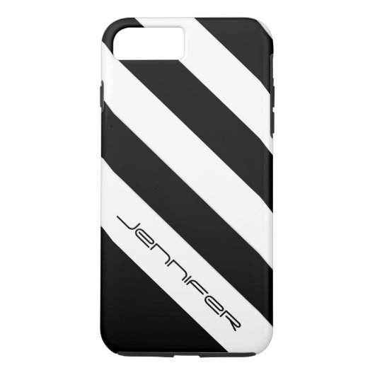 白黒ストライプ，ミニマリスト，名前， Case-Mate iPhoneケース (裏面)