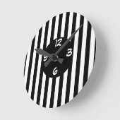 白黒ストライプ ラウンド壁時計 (傾斜)