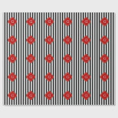 白黒ストライプ、レッドラベルモノグラム ラッピングペーパー (フラット)