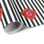 白黒ストライプ、レッドラベルモノグラム ラッピングペーパー (ロールコーナー)