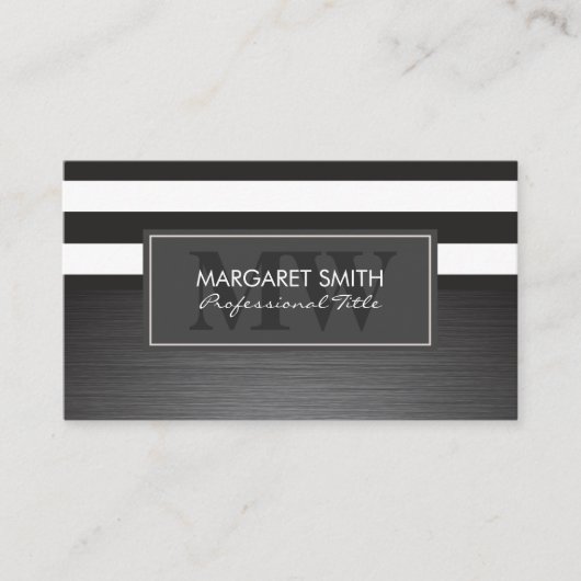 白黒ストライプ |金属ブラシ 予約カード (正面)