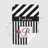 白黒ストライプaバラ3カラーモノグラム ゴルフタオル (インサイチュ)