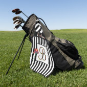 白黒ストライプaバラ3カラーモノグラム ゴルフタオル (グリーン)