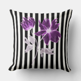 白黒ストライプX線花水色 クッション