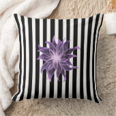 白黒ストライプX線花水色 クッション (ブランケット)