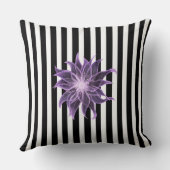白黒ストライプX線花水色 クッション (裏面)