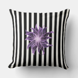 白黒ストライプX線花水色 クッション