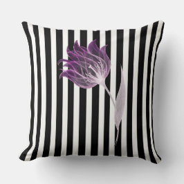 白黒ストライプX線花水色 クッション