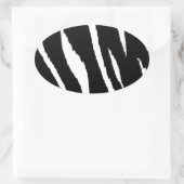 白黒ストリップ 楕円形シール (バッグ)